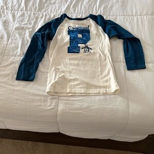 Original Penguin Kids' Navy and Cream Raglan Tee